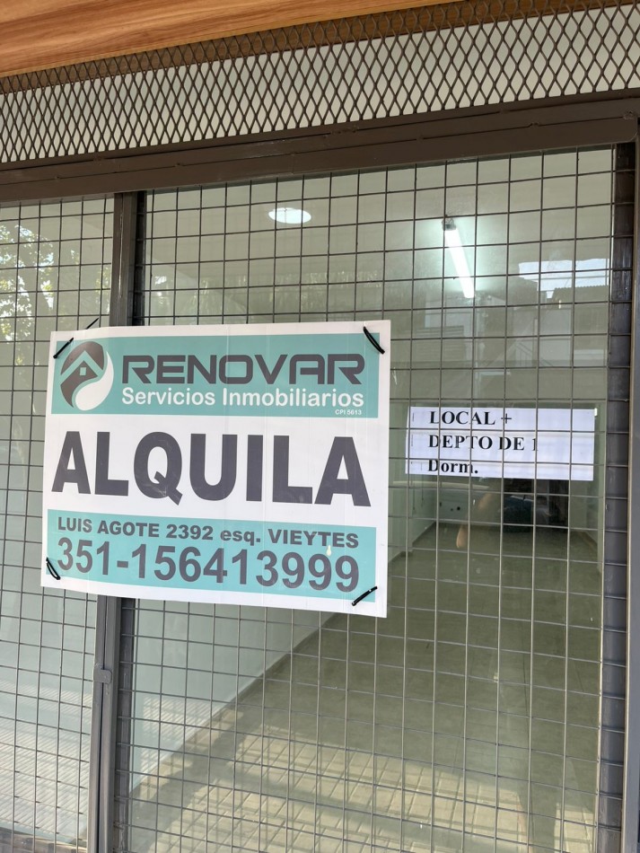 LOCAL CON DEPARTAMENTO DE 1 DORMITORIO  EN ALQUILER 